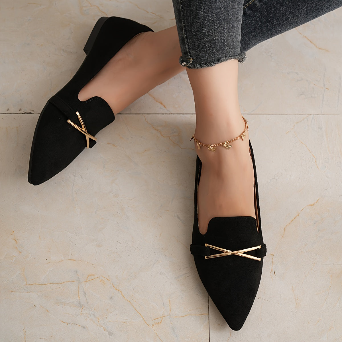 GlamPoint™ Ballerine Slip-On con Dettaglio Metallico