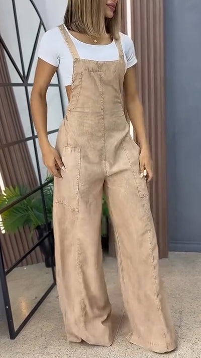 TutaCasual™ Salopette Donna Gamba Larga con Doppie Tasche