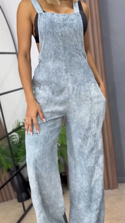TutaCasual™ Salopette Donna Gamba Larga con Doppie Tasche