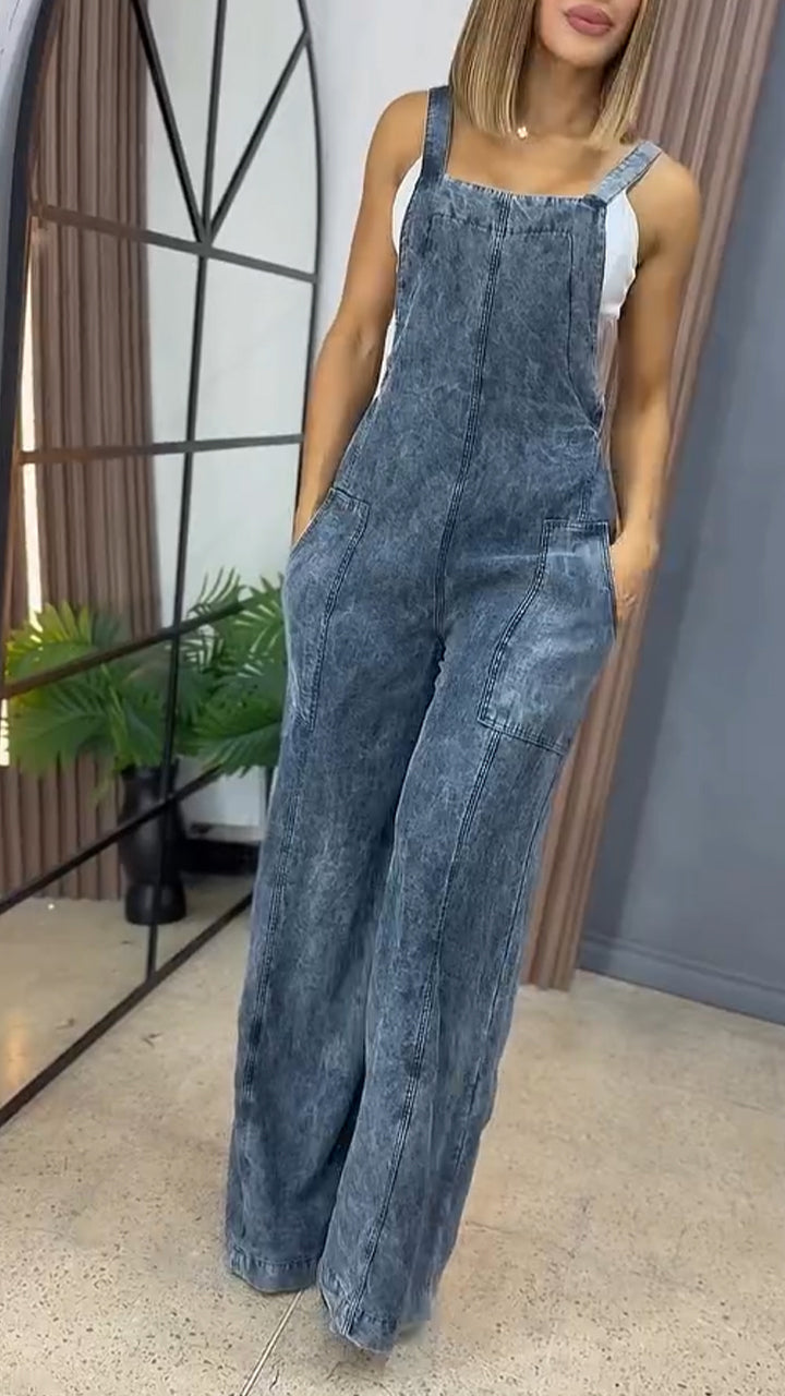 TutaCasual™ Salopette Donna Gamba Larga con Doppie Tasche
