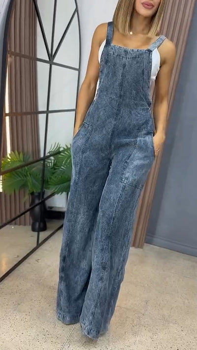 TutaCasual™ Salopette Donna Gamba Larga con Doppie Tasche