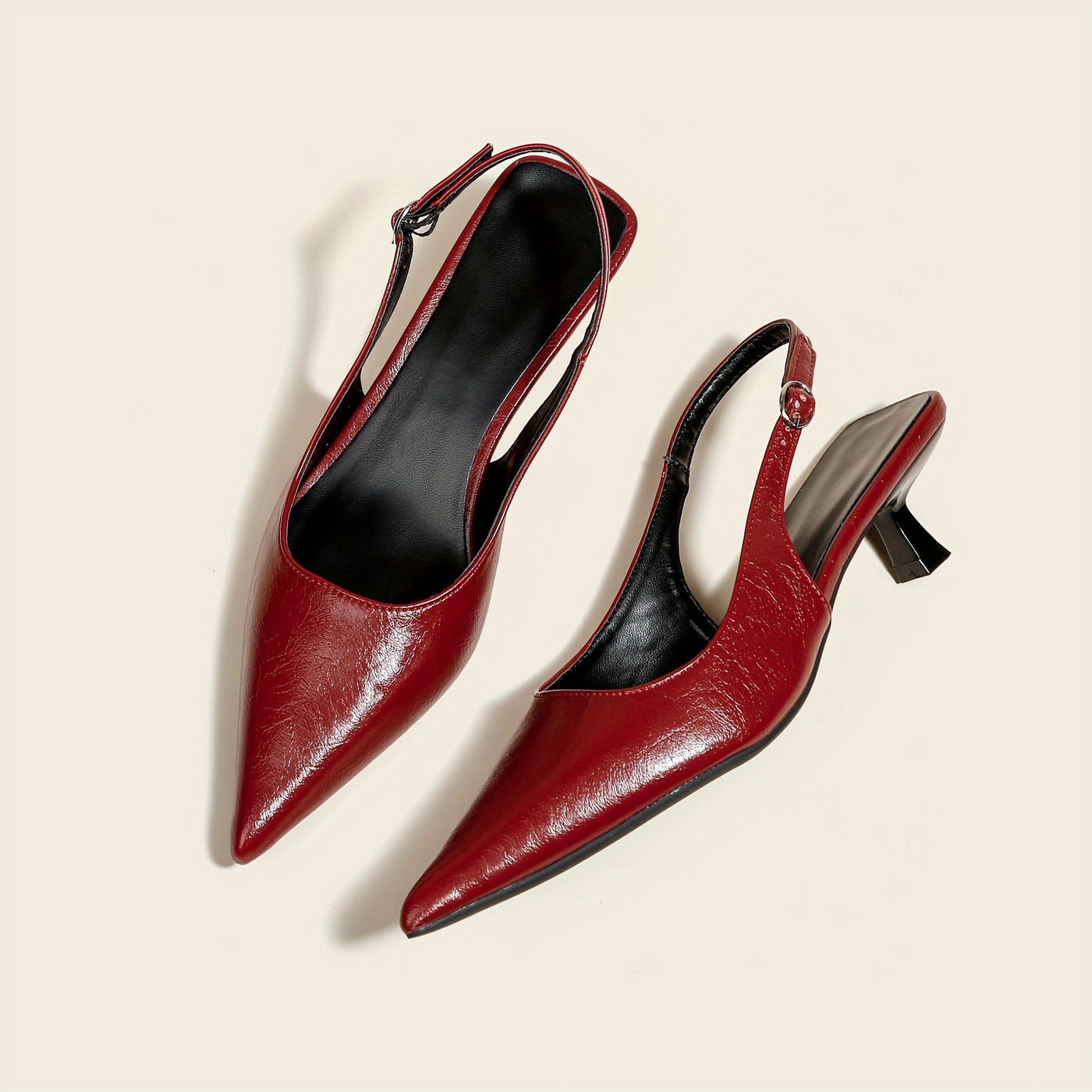 ChicSling™ Sandali Slingback Marroni con Tacco Basso a Punta