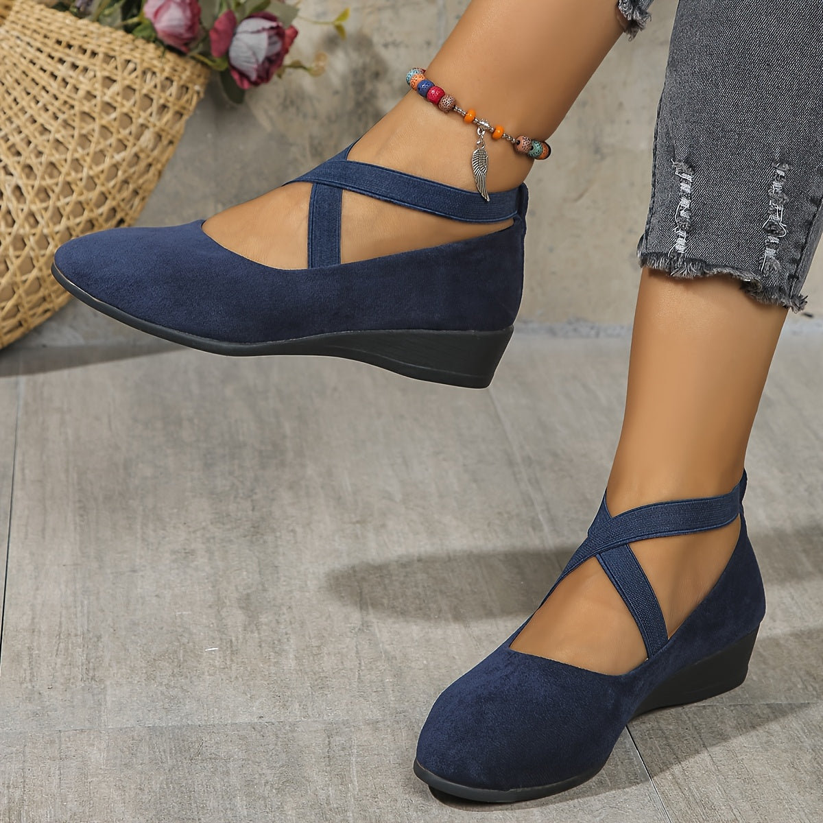 EleganStep™ Ballerine Eleganti Nere con Cinturini Elastici