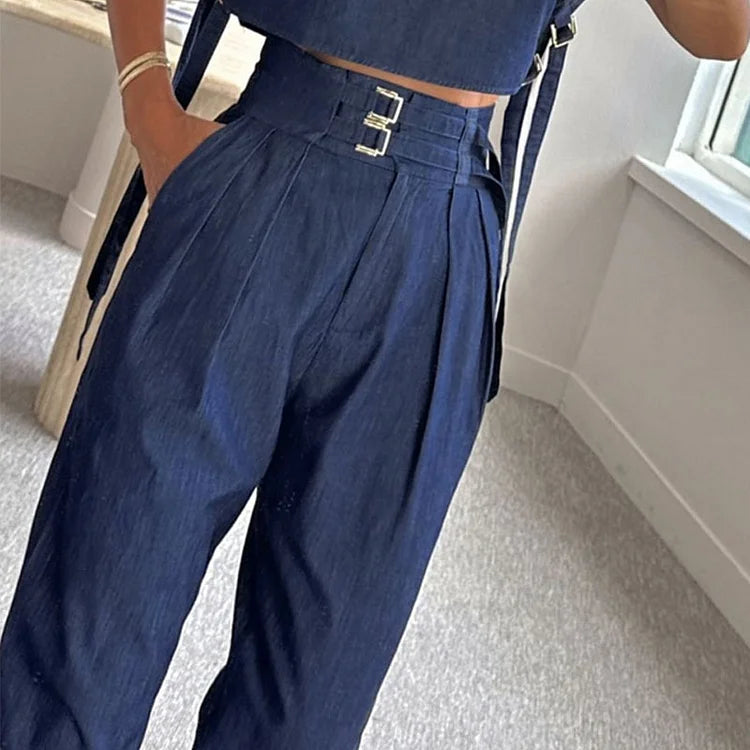 Lunaira™ | Ensemble Décontracté à Col Roulé et Pantalon Taille Haute