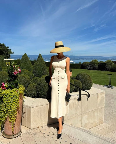 Fiona | Gebreide Mouwloze Maxi-jurk
