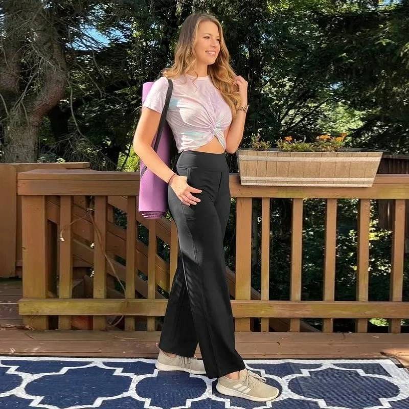 Elaris™ – Pantaloni a Vita Alta a Gamba Larga con Tasche