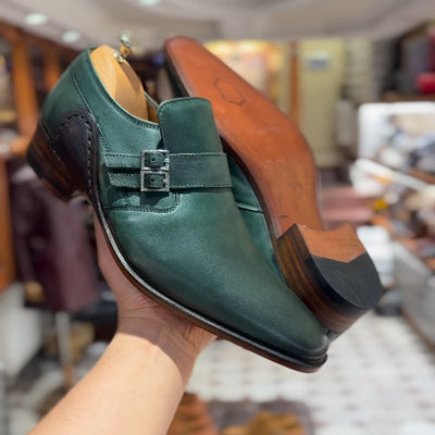 EleganTie™ Scarpe Uomo con Fibbia e Tacco Basso in Pelle