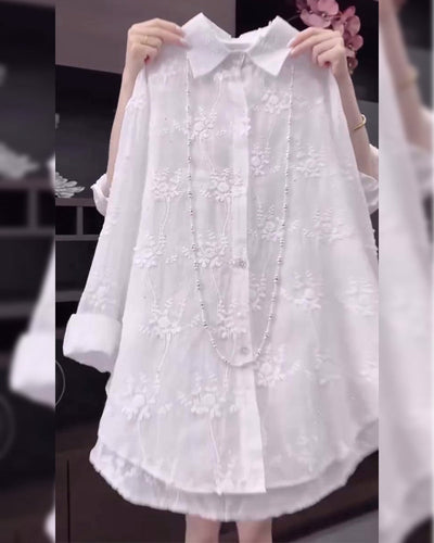 Isabella™ Camicia Ricamata a Spalle Cadenti