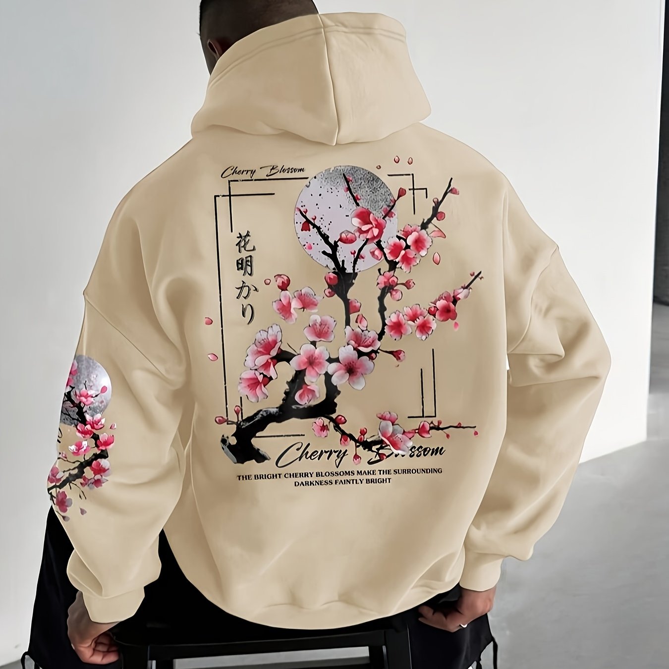 Sakura™ Felpa con Cappuccio Uomo Grafica Fiori di Ciliegio
