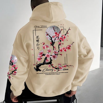 Sakura™ Felpa con Cappuccio Uomo Grafica Fiori di Ciliegio