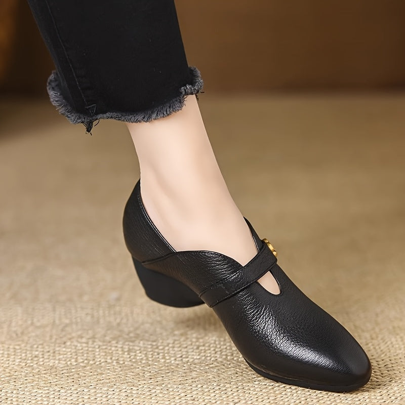 NeroGrace™ Ballerine Eleganti con Cinturino e Tacco Basso