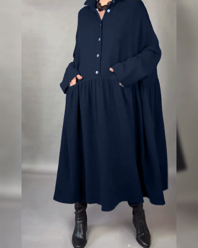 Marielle™ | Abito Oversize A-Line con Colletto a Bottoni