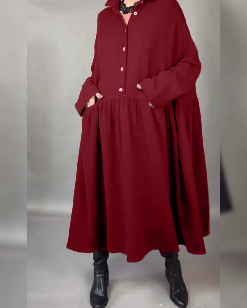 Marielle™ | Abito Oversize A-Line con Colletto a Bottoni