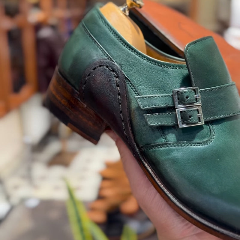 EleganTie™ Scarpe Uomo con Fibbia e Tacco Basso in Pelle