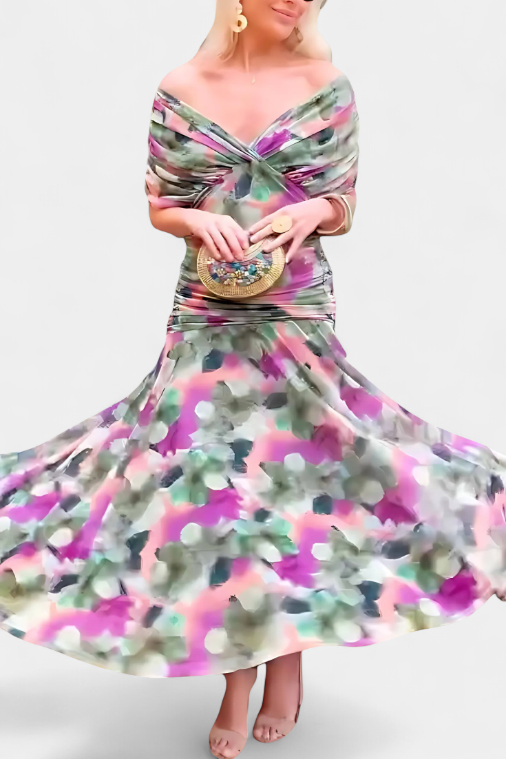 Alondra™ Abito Lungo Floreale con Scollo a V