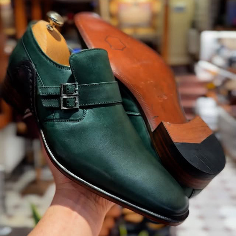 EleganTie™ Scarpe Uomo con Fibbia e Tacco Basso in Pelle