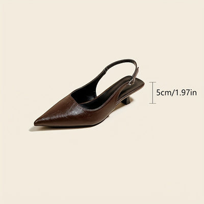 ChicSling™ Sandali Slingback Marroni con Tacco Basso a Punta