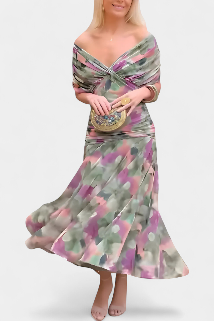 Alondra™ Abito Lungo Floreale con Scollo a V