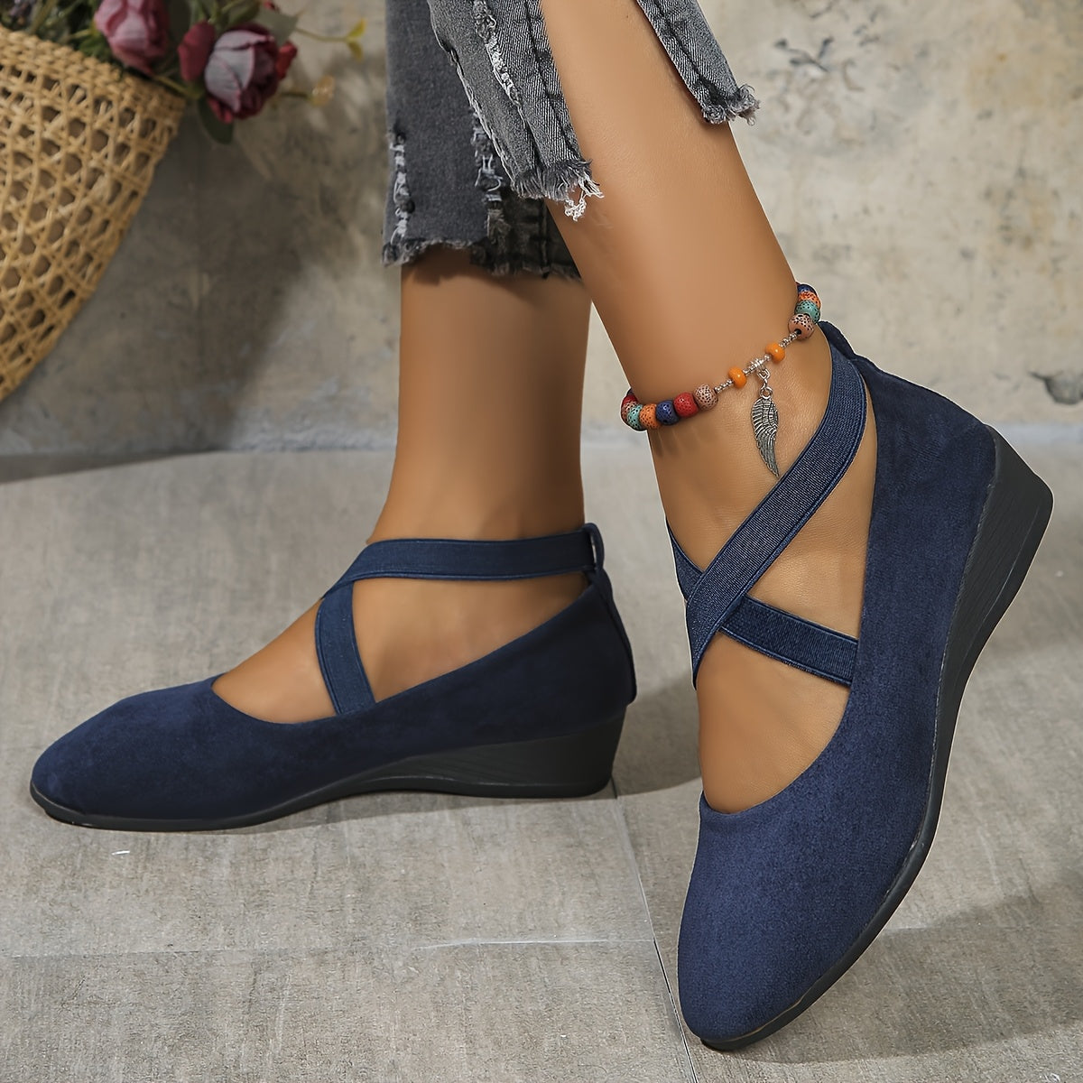 EleganStep™ Ballerine Eleganti Nere con Cinturini Elastici