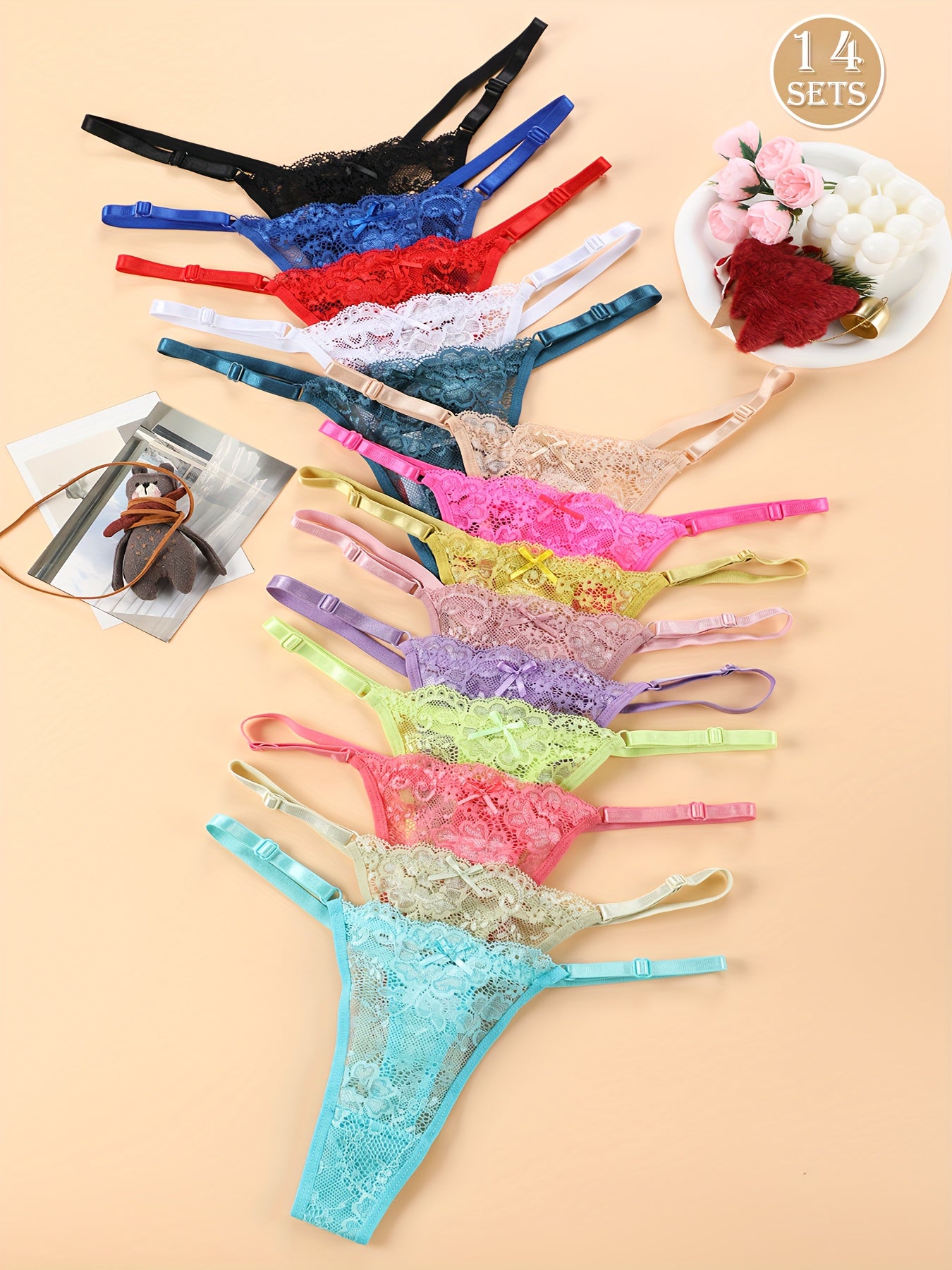 LaceBloom™ Set 14 Tanga in Pizzo a Vita Bassa