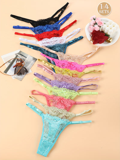 LaceBloom™ Set 14 Tanga in Pizzo a Vita Bassa