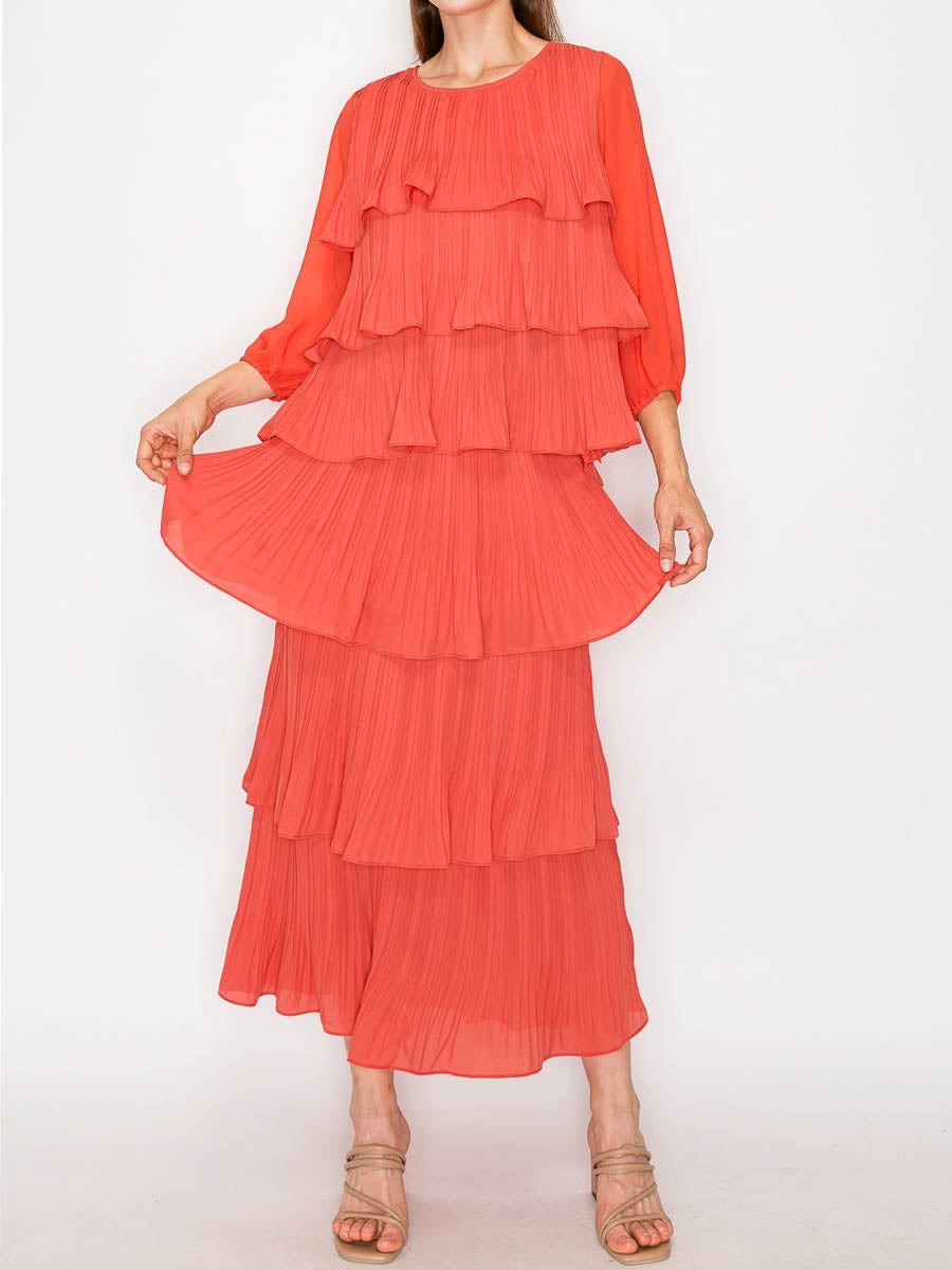 VolantÉlite™ Abito Maxi Elegante con Rouches