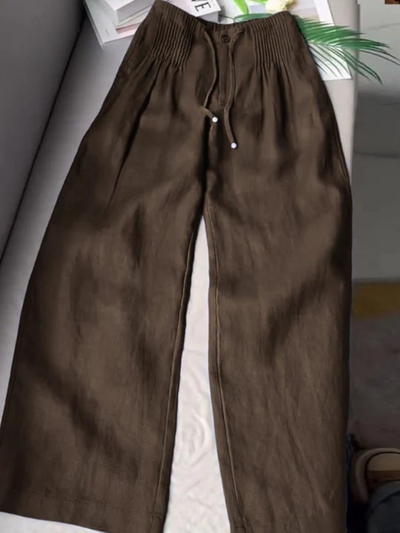 Camille – Pantaloni a Gamba Larga in Misto Cotone e Lino