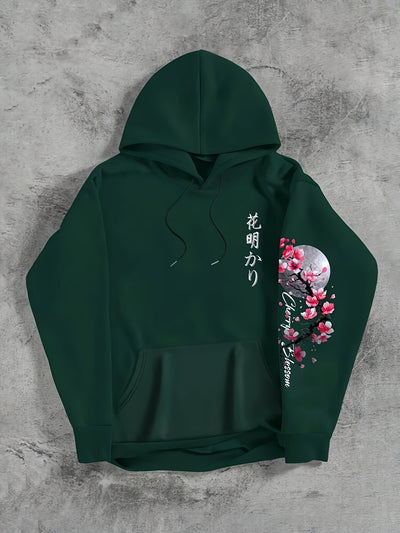 Sakura™ Felpa con Cappuccio Uomo Grafica Fiori di Ciliegio