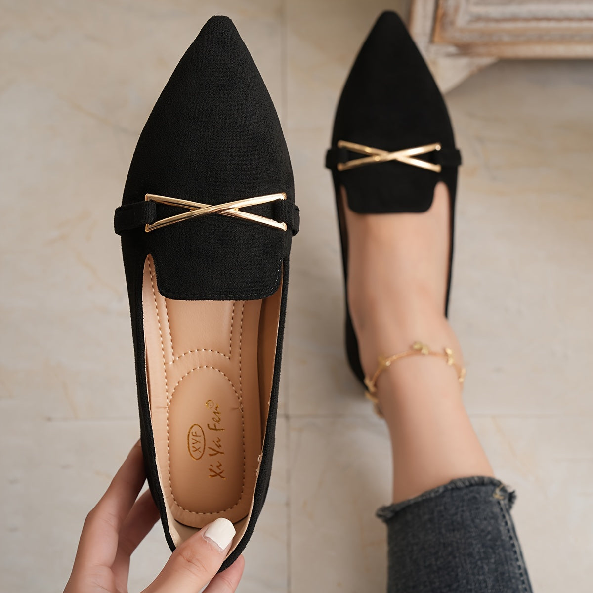 GlamPoint™ Ballerine Slip-On con Dettaglio Metallico
