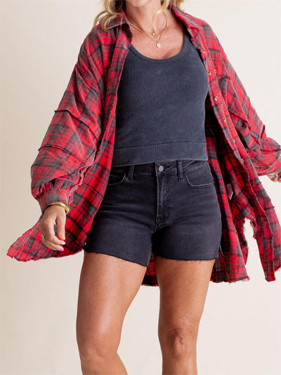PlaidEase™ Camicia Donna a Quadri con Lavaggio Minerale