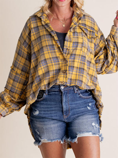 PlaidEase™ Camicia Donna a Quadri con Lavaggio Minerale