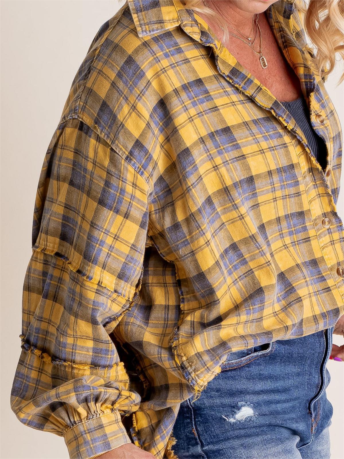 PlaidEase™ Camicia Donna a Quadri con Lavaggio Minerale
