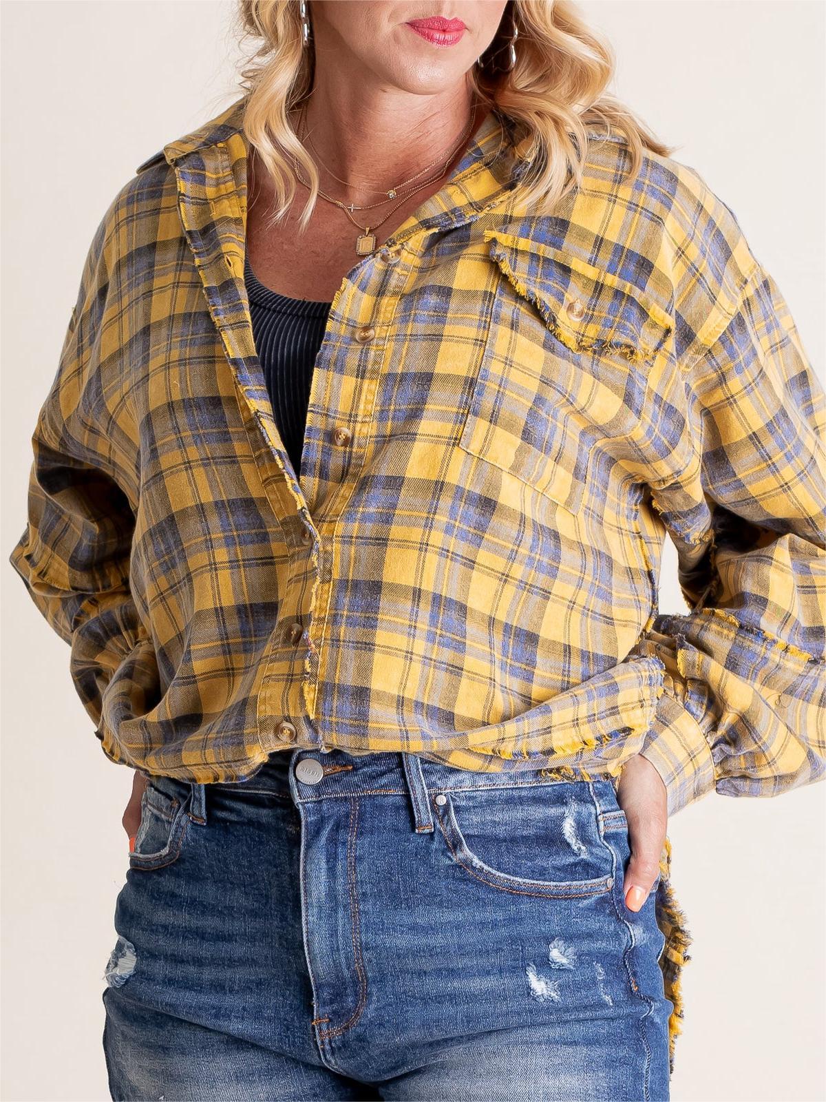 PlaidEase™ Camicia Donna a Quadri con Lavaggio Minerale