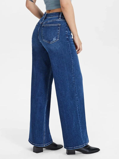 UrbanEase™ Jeans Baggy a Vita Media con Gamba Ampia e Dettagli Strappati