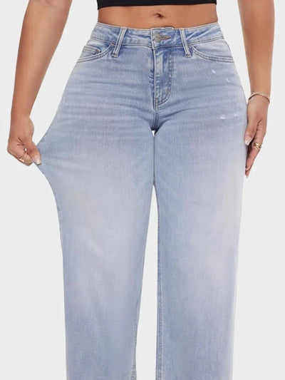 UrbanEase™ Jeans Baggy a Vita Media con Gamba Ampia e Dettagli Strappati
