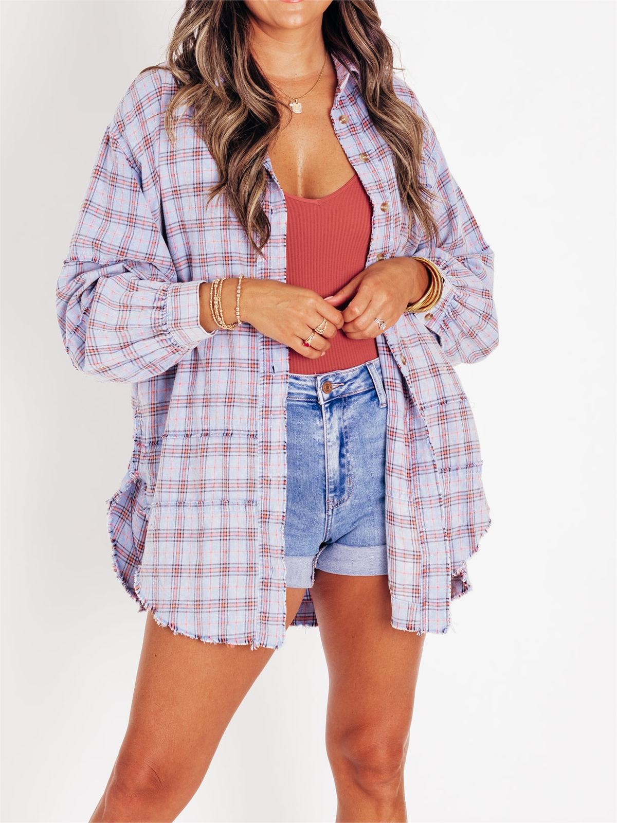 PlaidEase™ Camicia Donna a Quadri con Lavaggio Minerale