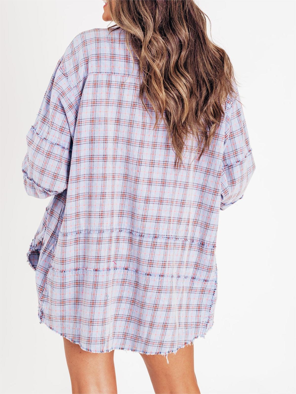 PlaidEase™ Camicia Donna a Quadri con Lavaggio Minerale