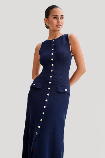 Fiona | Gebreide Mouwloze Maxi-jurk
