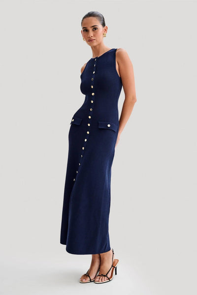 Fiona | Gebreide Mouwloze Maxi-jurk