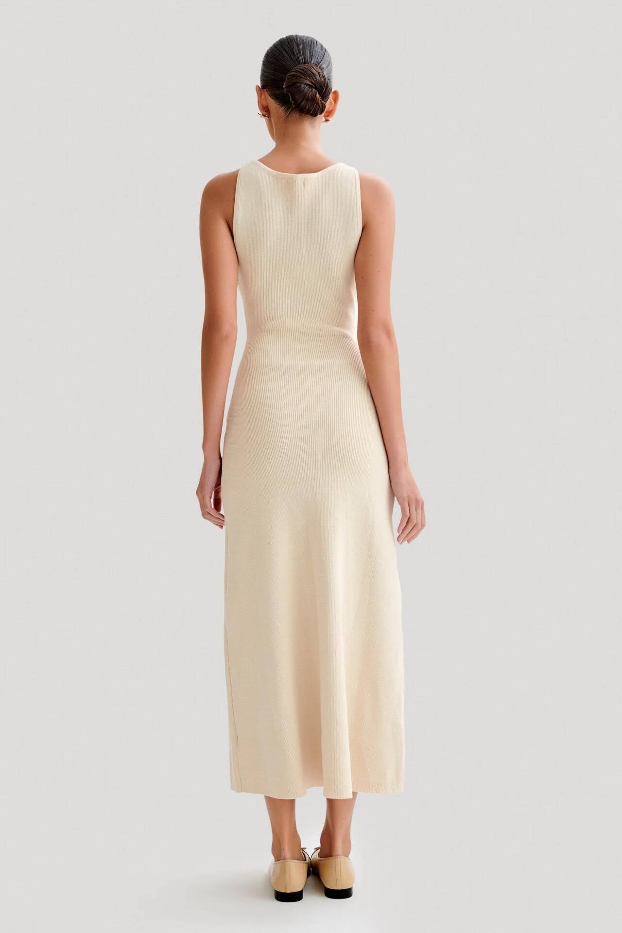 Fiona | Gebreide Mouwloze Maxi-jurk