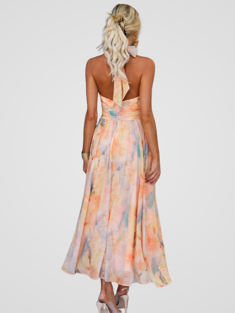 Abito Fiorella – Midi Elegante con Scollo Incrociato
