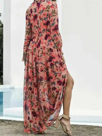 FioreLuxe™ Abito Plus Size con Stampa Floreale e Scollo a V