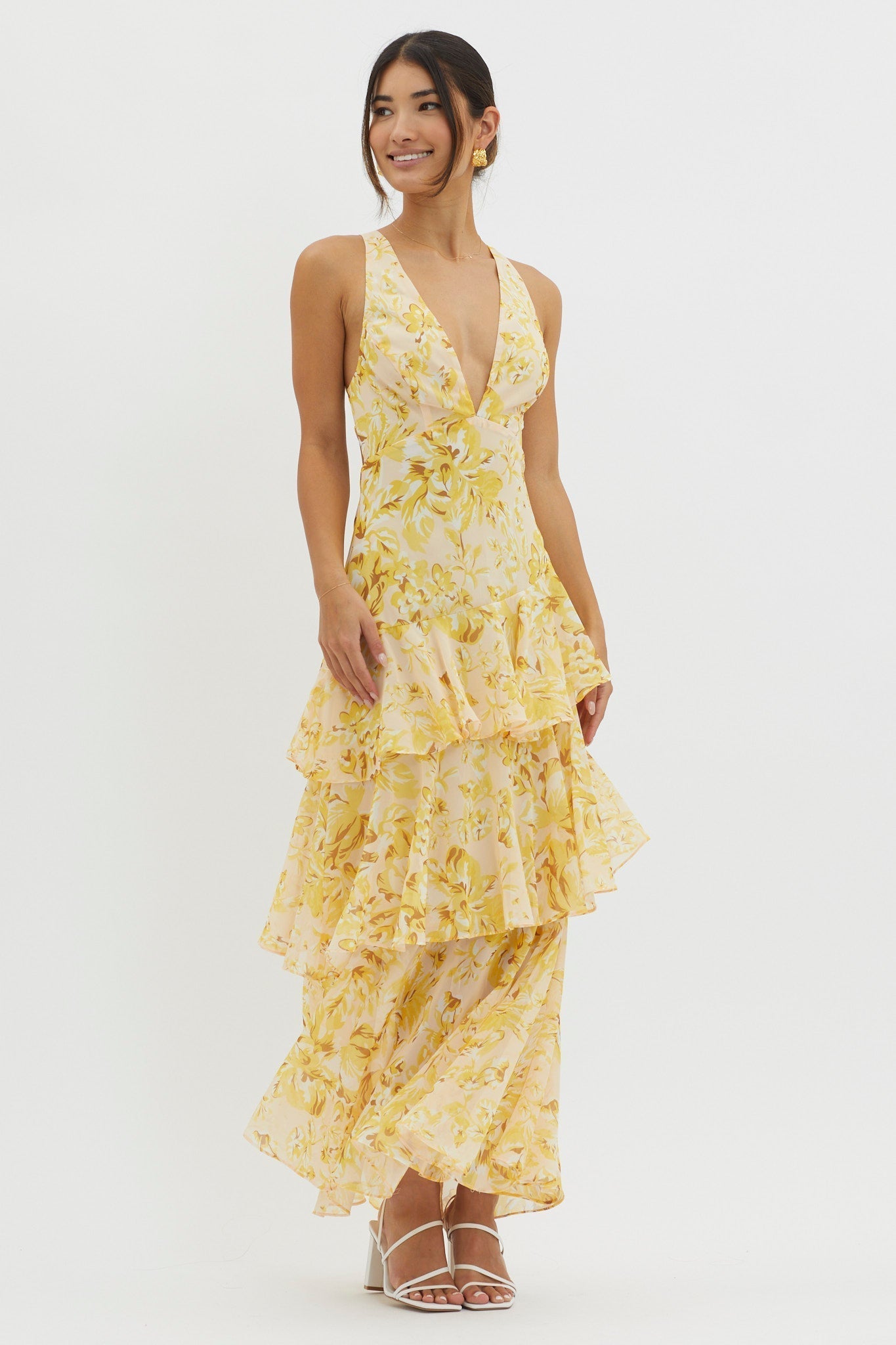 Abito Fiorito Serena – Midi con Scollo Incrociato