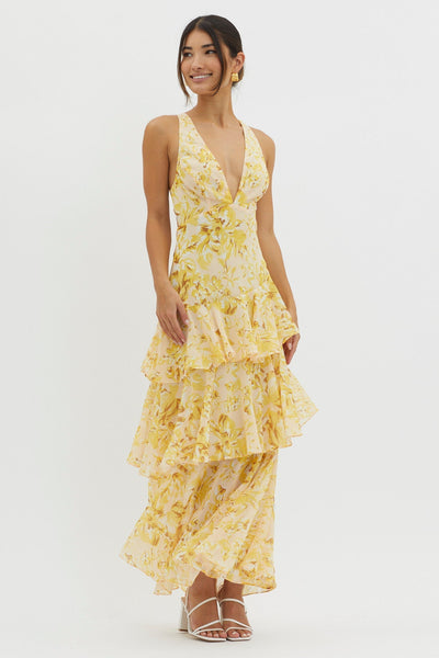 Abito Fiorito Serena – Midi con Scollo Incrociato