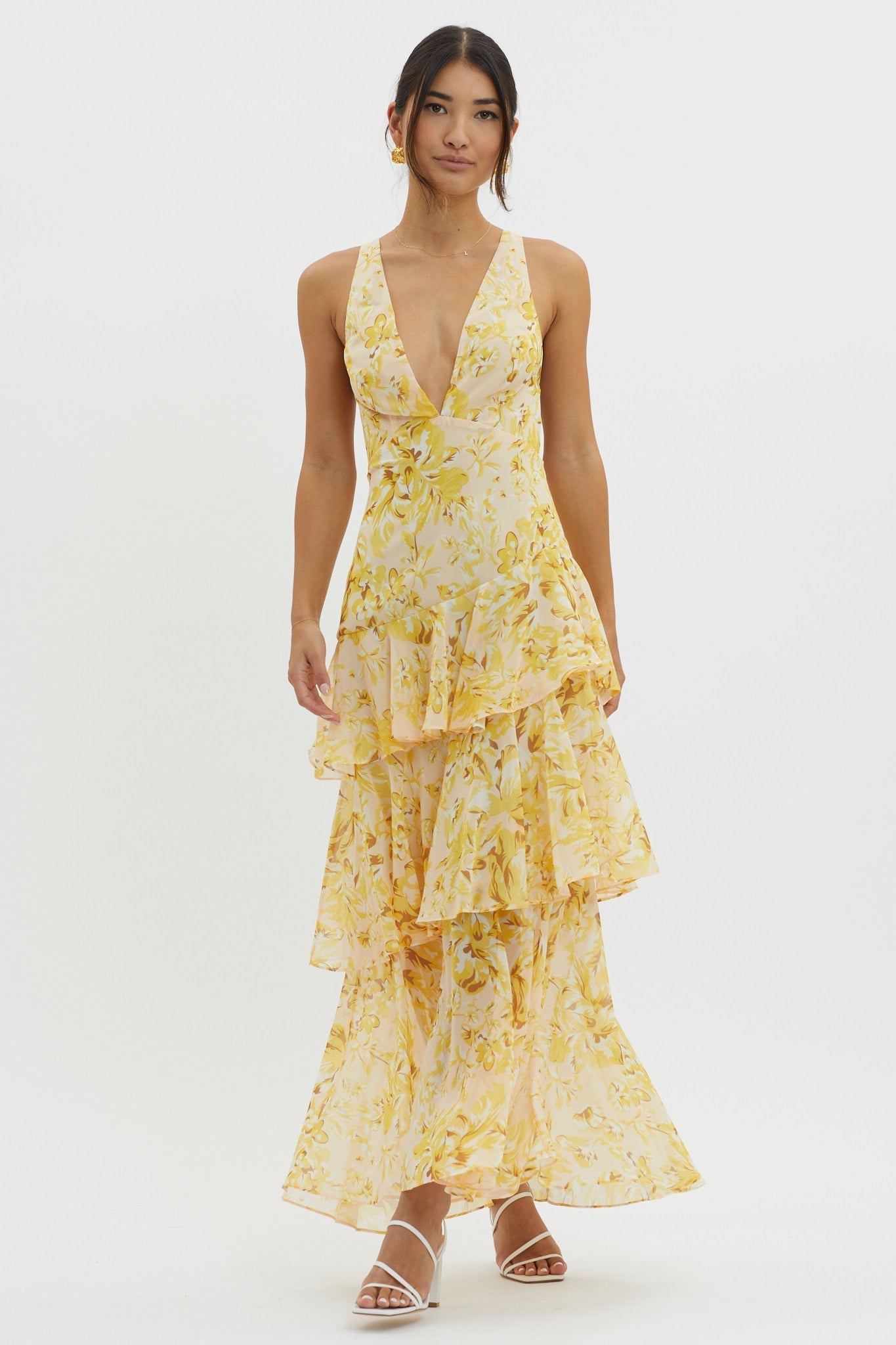 Abito Fiorito Serena – Midi con Scollo Incrociato