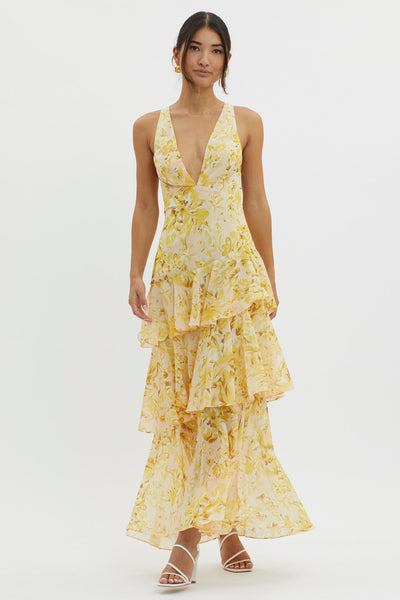 Abito Fiorito Serena – Midi con Scollo Incrociato