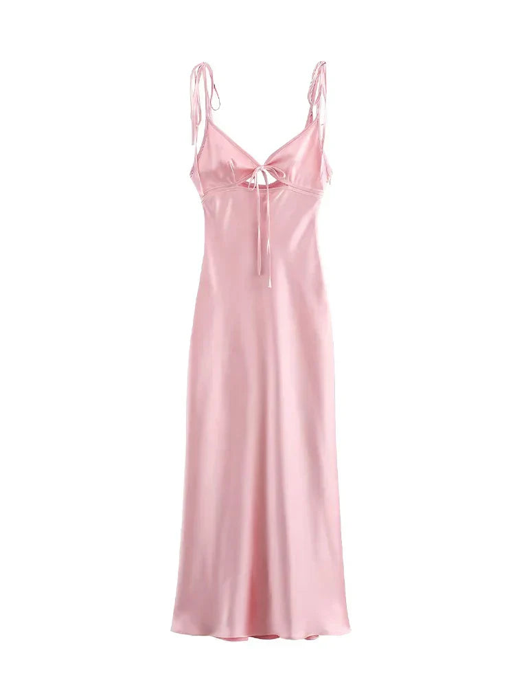 Bellamy | Mouwloze Satijnen Maxi Jurk
