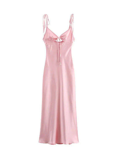 Bellamy | Mouwloze Satijnen Maxi Jurk