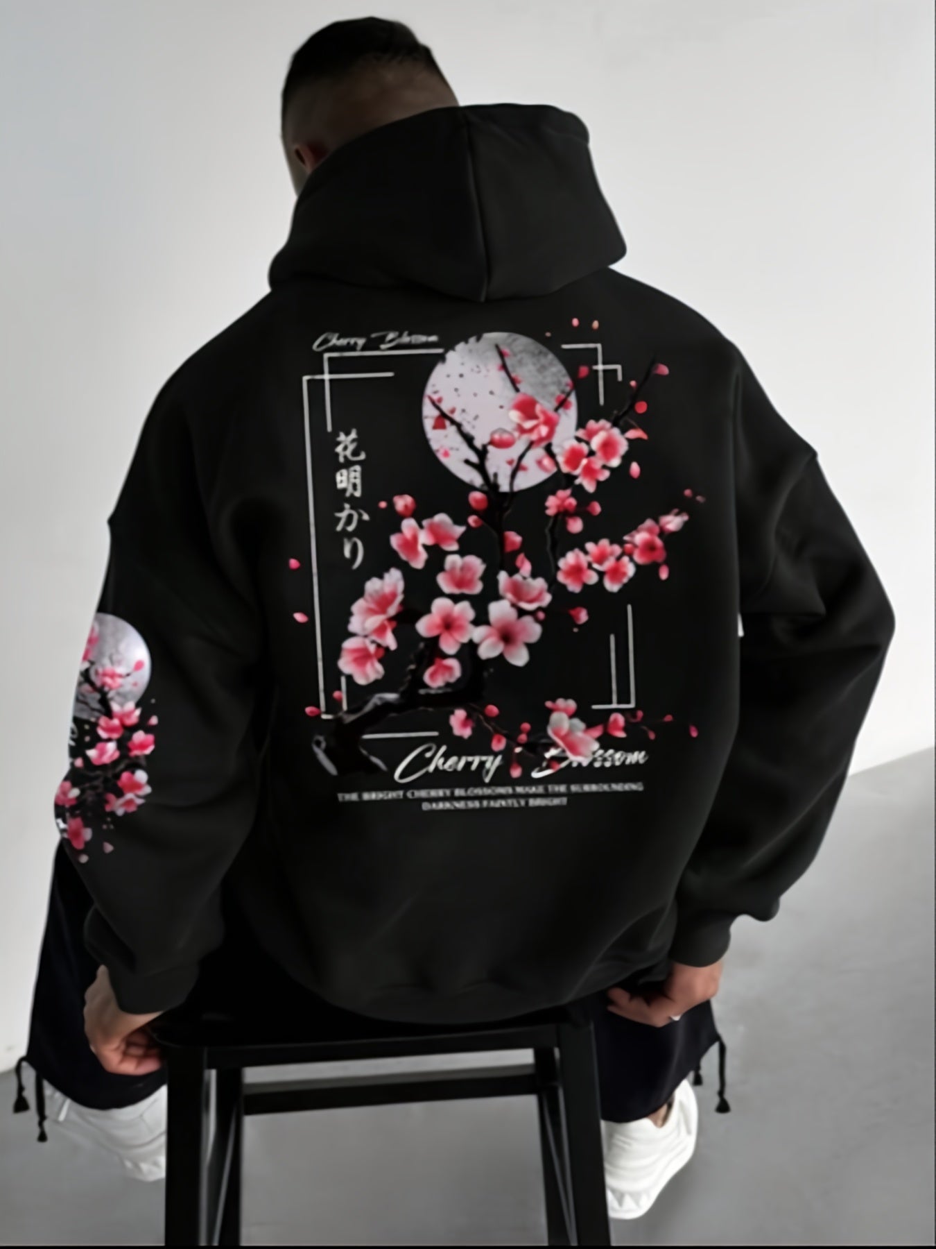 Sakura™ Felpa con Cappuccio Uomo Grafica Fiori di Ciliegio