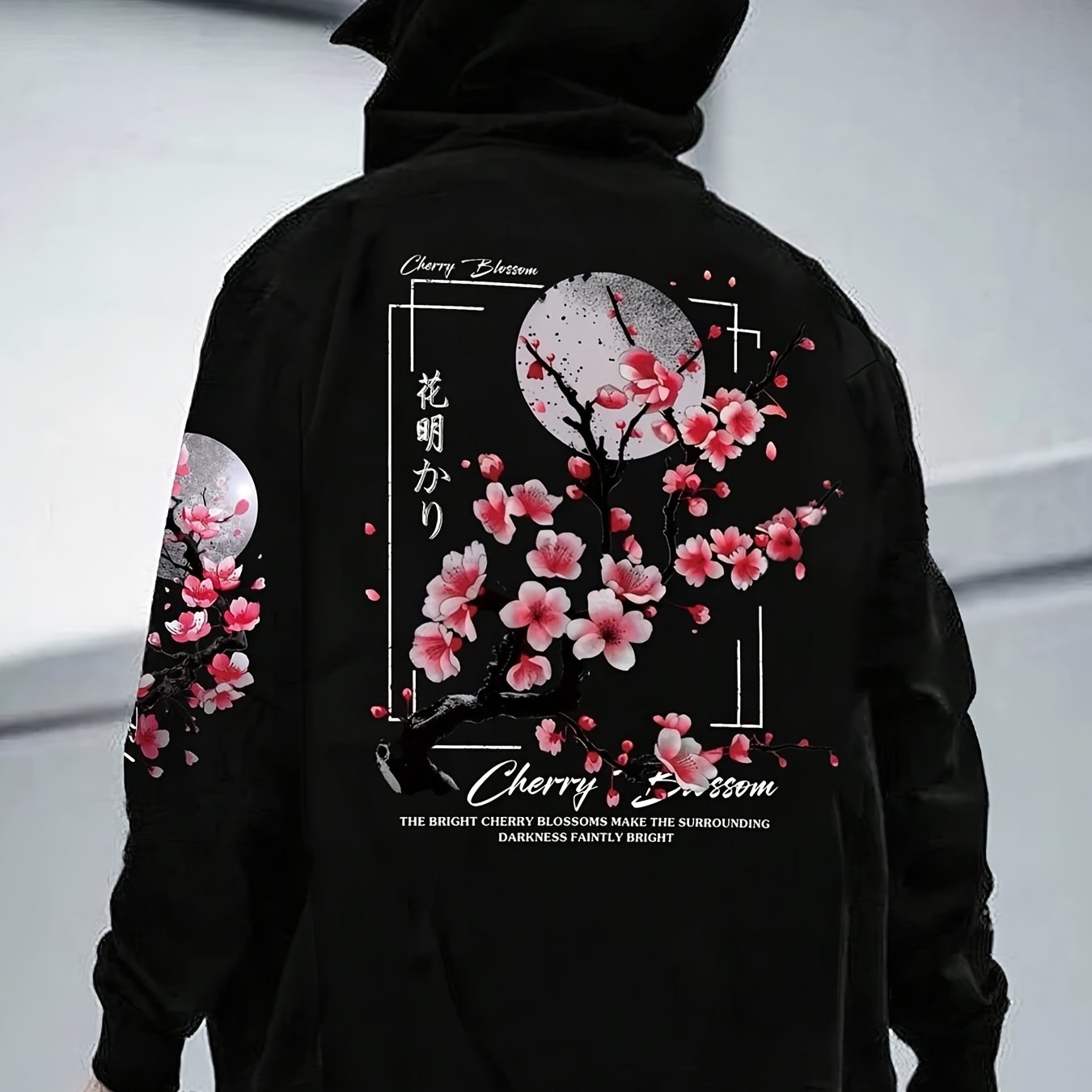 Sakura™ Felpa con Cappuccio Uomo Grafica Fiori di Ciliegio